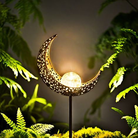Lampe solaire de jardin en forme de croissant de lune IP65 avec globe lumineux pour la décoration de terrasse-AquaForge