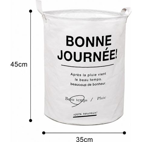Panier à Linge Pliable Moyen en Tissu Durable, Motif BONNE Élégant, avec Grandes Poignées, 35 x 45 x 35 cm, pour Buanderie et Salle de Bains (1/5)