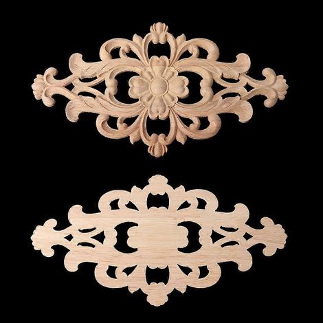 Cadre décoratif en bois sculpté avec incrustation d'angle, meuble non peint, maison (1/4)