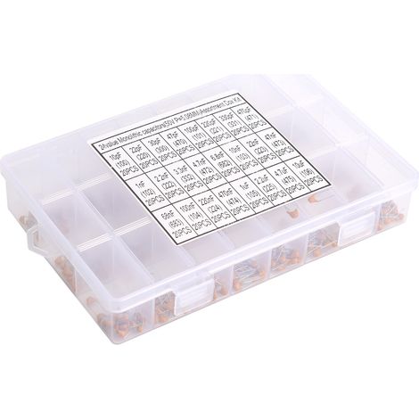Kit 480 condensateurs céramiques monocouche 24 valeurs 10pF-10uF, assortiment pour réparation PC et électronique (1/5)