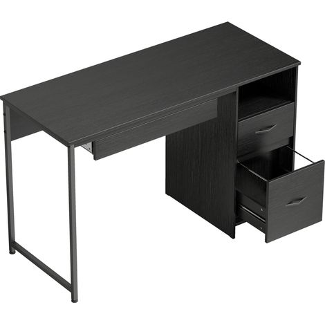 Scrivania da Ufficio Salvaspazio 120x52,3x76 cm con Cassetti in Legno e Acciaio Nero (1/5)