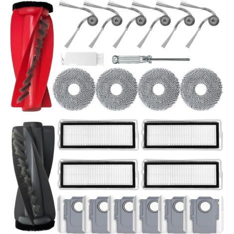 1 Kit Accessoires Pour Roborock Qrevo - Brosse Principale Sacs À Poussière Filtres Hepa Serpillères Brosses Latérales - Nettoyage Sols Et Tapis - Noir-Karteo (1/5)