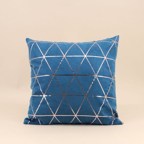 Coussin motifs géométriques bleu 40x40cm
