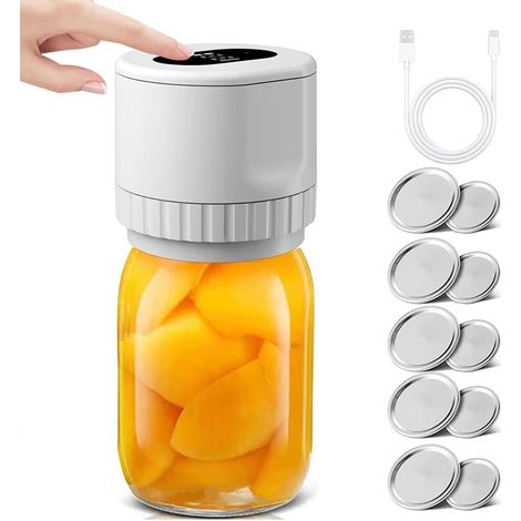 Kit de mise sous vide Sealer - Scelleuse sous vide - Scelleuse de bocaux avec couvercle - Rechargeable par USB - Ouvre-bouteille - Pour la conservation et la fermentation des aliments (1/5)