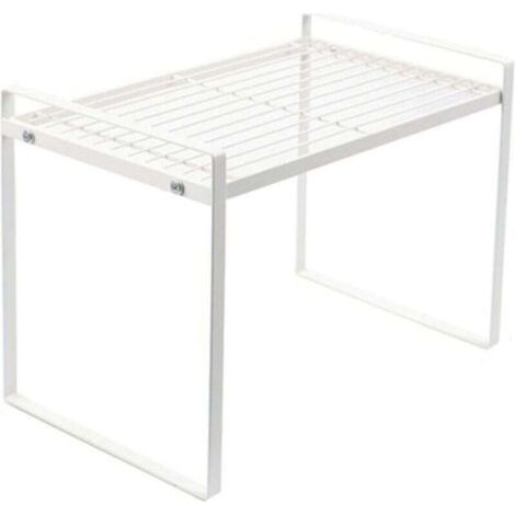 Etagere Placard. étagère Cuisine. 1 pièce Rangement Cuisine Placard. Fabriqué en métal. Garde-Corps surélevé. Durable. Bonne capacité de Charge. pour Cuisine. Armoire (21 x 33 x 24cm. blanc)