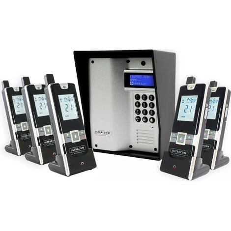 Interphone hôpital / Maison de santé - sans-fil (600m) autonome - UltraCOM3 visière noire + 5 combinés mobiles (1/5)