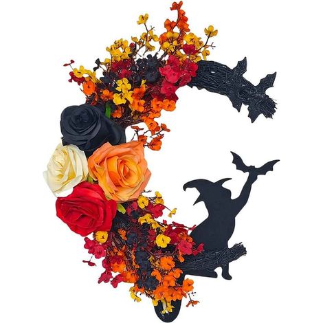Couronnes artificielles, heurtoirs de porte, décorations d'Halloween, décorations d'automne, couronnes d'automne avec lumières LED (1/5)