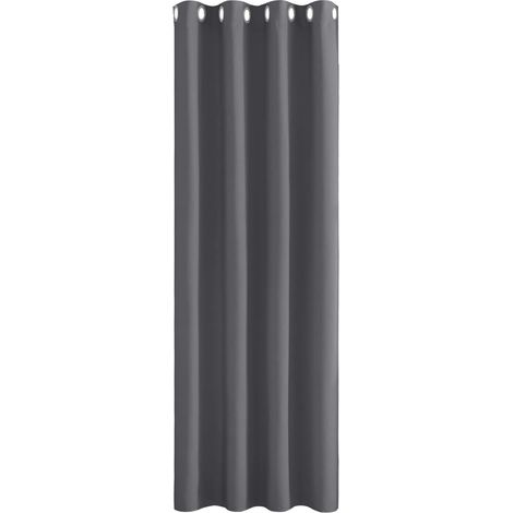 Rideau occultant gris à œillets, grande hauteur 240 cm, largeur 140 cm, isolation lumière et froid (1/5)