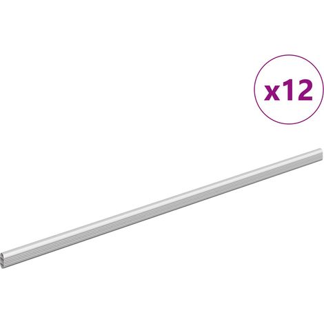Tige de placard 12 pcs Argenté 764 x 15 x 29 mm