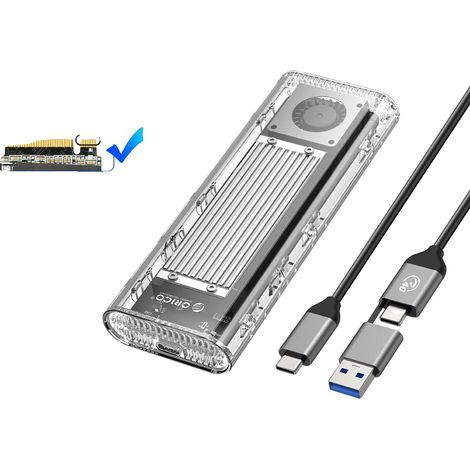Carcasa para SSD NVMe M.2 USB4, velocidad de transferencia de 40 Gbps, ventilador de refrigeración integrado. (1/2)