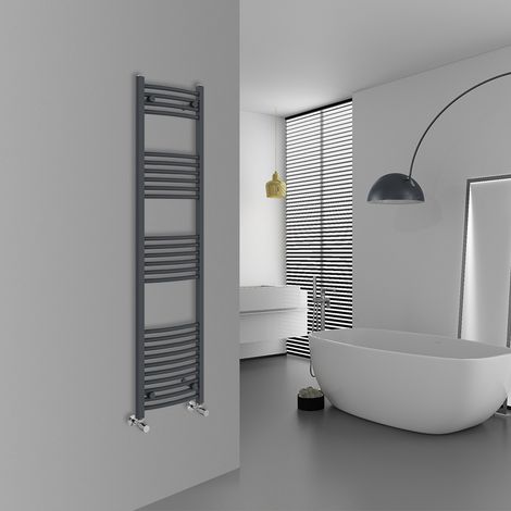 WarmeHaus Curved Anthracite Bathroom Ladder Radiator 1600x400mm (1/5)