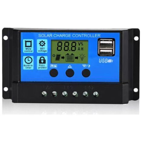 PWM-Solarpanel-Laderegler, 12 V/24 V, 20 A, LCD-Display, Dual-USB-Anschluss (1/4)
