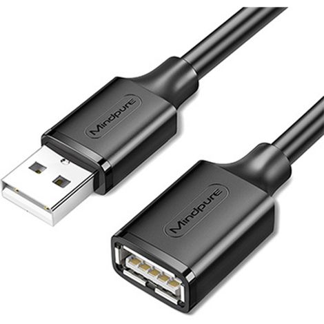 Câble d'extension USB 2.0 mâle vers femelle pour clavier, souris, clé USB - Noir (1/4)