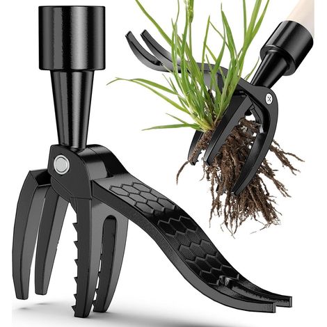 1 couteau désherbeur vertical en aluminium à 4 griffes avec tête unique 14,4 x 13,8 x 3 cm pour entretien du jardin noir (1/5)