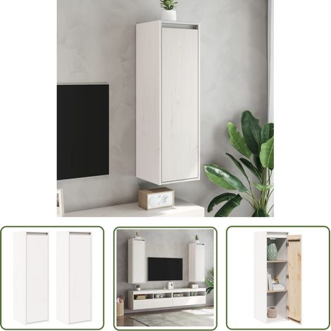 INLIFE Armoires murales 2 pcs Blanc 30x30x100 cm Bois de pin massif (1/5)