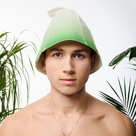 Bonnet de sauna en laine vert dégradé Yeye Made in Nature (1/5)