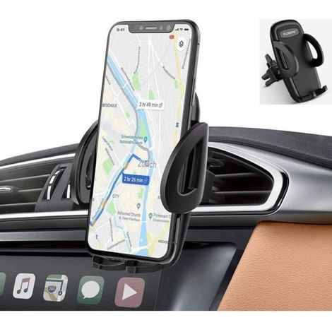 Support Téléphone Voiture Ventilation Rotation 360° Universel à Grille d\'aération (1/4)