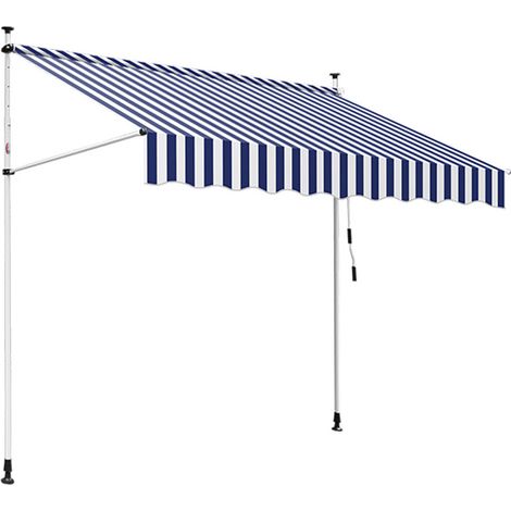 Hengda Tenda da sole manuale per terrazza Protezione solare resistente ai raggi UV Idrorepellente con protezione solare Blu e bianco 3 5M (1/5)