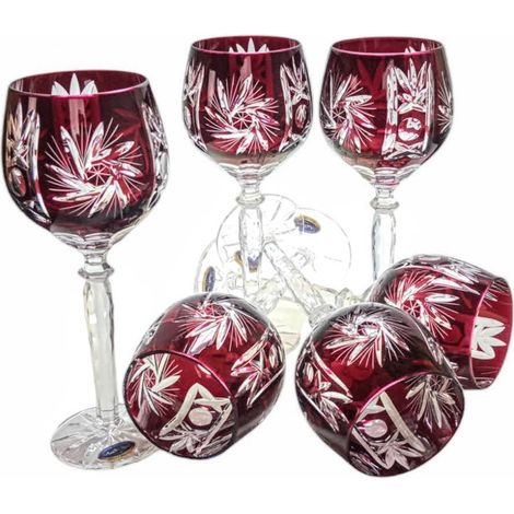 Copas de vino de cristal rubí de 280 ml y molinillo de aceitunas (1/5)