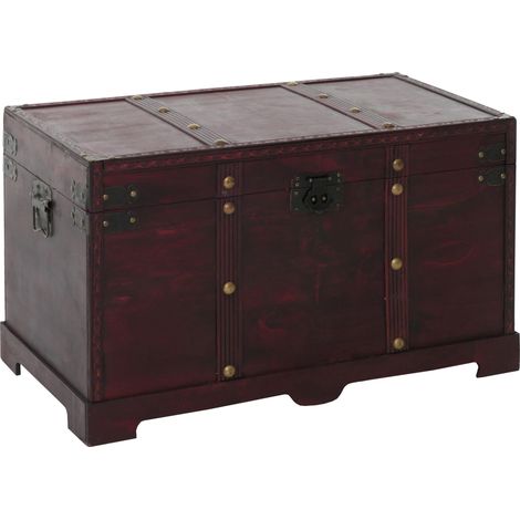 Baule forziere Valencia decorativo legno bordi quadrati 38x67x39cm versione XL
