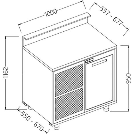 Comptoir de bar réfrigéré 1000 x 550 x 1162mm - Diamond