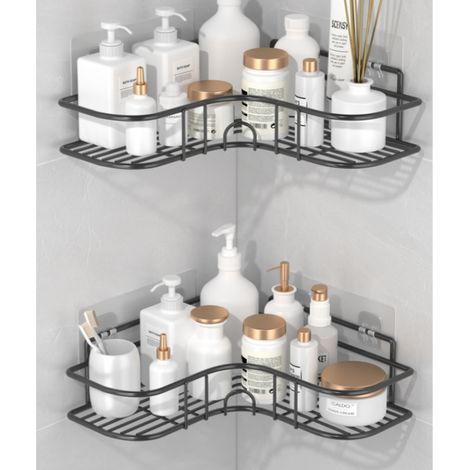 Étagère de douche d'angle 2 pièces LOLLANDA, étagère de rangement d'angle pour salle de bain, étagère multifonctionnelle pour salle de bain (1/5)