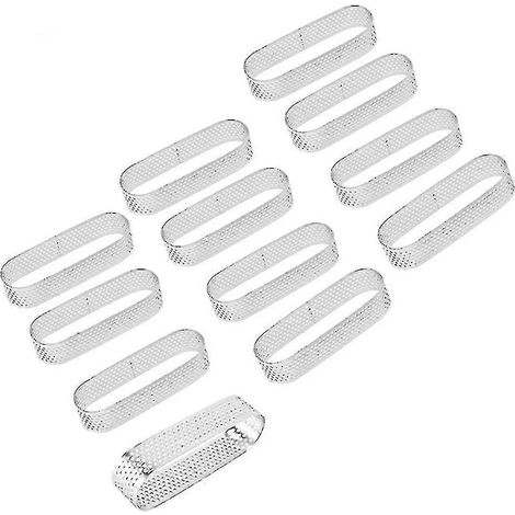 12 moules à tartelettes ovales en acier inoxydable, pour desserts français, mousses, tartes aux fruits, quiches et gâteaux. (1/4)