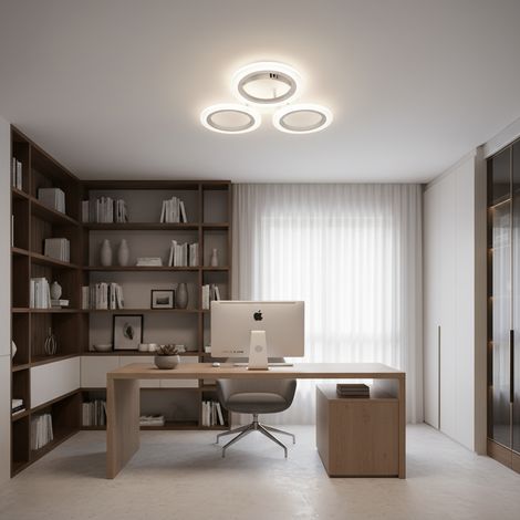 Lustre LED Mara 27W 3 Cercles Lumiere Neutre Blanc (1/5)