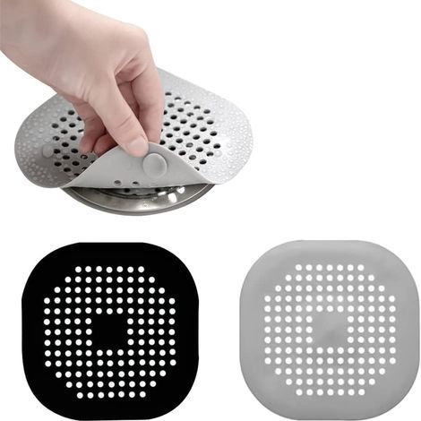 2 Pcs Protection de Drain de Silicone, Filtre Evier avec Ventouse pour Cheveux Baignoire, Douche, Vidange, Cuisine, Bain, Buanderies (1/5)