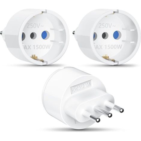 3-teiliger Reiseadapter für Italien, Italien-Steckeradapter, Reisesteckeradapter, Italien-Steckeradapter, Reisestecker von Europa/Deutschland nach Italien (1/5)