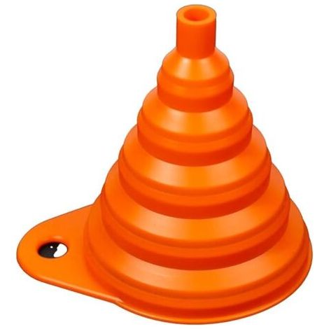 Entonnoir de cuisine pliable en silicone, anti-éclaboussures, avec support, orange (1/5)