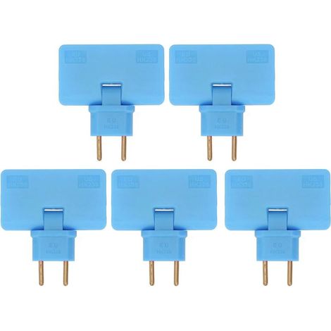 Lot de 5 adaptateurs de prise sans fil UE, rallonge 180 degrés, 1 vers 3 prises plates européennes, derrière l'armoire, 110-250 V (bleu) (1/5)