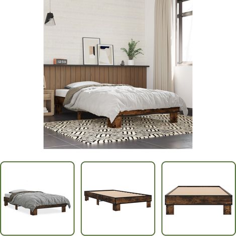 Lit chêne - Cadre de lit sans matelas chêne fumé 100x200 cm (1/5)