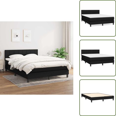 Boxspringbett mit Matratze Schwarz 140x200 cm Stoff - Boxspringbett - Doppelbett - Schlafsofa - Bettenrahmen - Matratze (1/5)