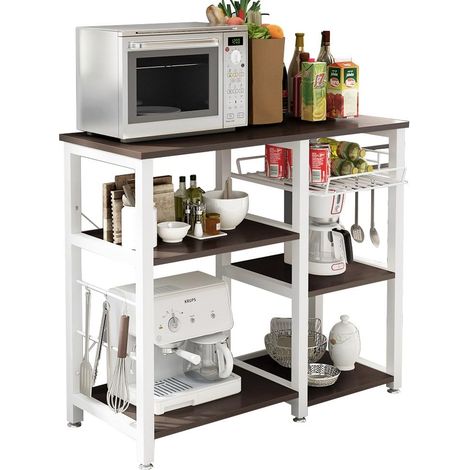 Need – Desserte de cuisine avec 3 tablettes – Dimensions 90x39x83 cm – Plaque de fibre écologique et acier – Chariot de service pour rangement