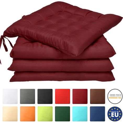Beautissu – Lot de 4 coussins de chaise 40x40 cm – Rembourrage 5 cm – Housse 100% polyester – Piquage carré – Lavable à 30°C