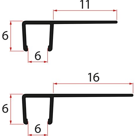Jeu de joints verticaux pour verre 6/6 mm, 1900 mm, noir (1/2)