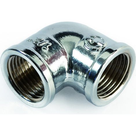 Schläfer 644410, Gomito Ottone 3/4 Pollice, Raccordo Curva Gomito 90° in Ottone 3/4x3/4 Filetto Femmina. Cromo Lucidato (1/5)