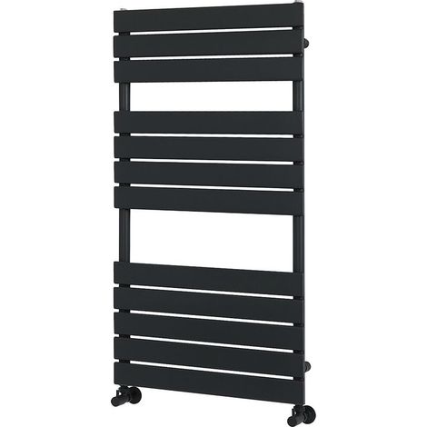Milano Lustro Matte Black Flat Panel Heated Towel Rail Radiator - 1200mm x 600mm (1/4)