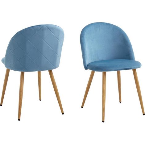Esszimmerstühle 2er-Set Samt Blau, Ergonomisch, Metallbeine (1/5)