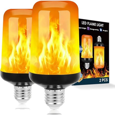 Ampoule à Flamme LED, 4W E27 Ampoule à Effet de Flamme, 4 Modes, 1400K Lumière Vacillante Réaliste, Créer une Ambiance Chaleureuse pour Fêtes de Noël, Halloween (Noir, Lot de 2) (1/5)
