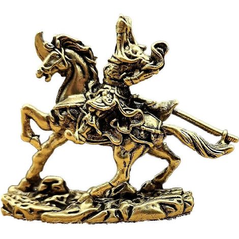 Petite statuette de Guan Gong en laiton, idéale pour la décoration de voiture ou de bureau, cadeau de méditation.