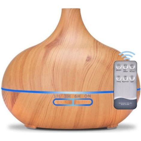 500ML Diffuseur d'huiles essentielles avec télécommande Humidificateur portable Brume Arôme LED 7 couleurs (1/4)