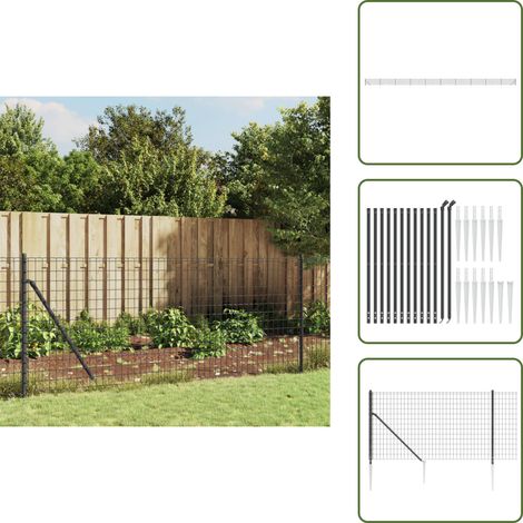 Maschendrahtzaun mit Bodenhülsen Anthrazit 1x25 m - Maschendrahtzaun - Gartenzaun - Metallzaun - Sicherheitszaun - Hundezaun (1/5)