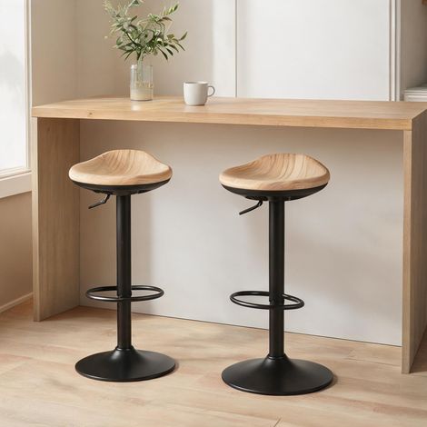 Tabouret de bar chêne en pU ABS Acier 40 x 40 x 84 cm (1/5)