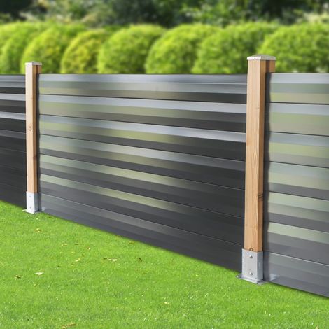 Yousteel – Lame de clôture en acier gris anthracite 1765 mm – Résistante aux intempéries – Revêtement polyester 25 µm – Compatible avec poteau FAREL