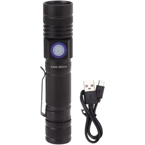 Jeffergarden Détecteur d'urine de Lampe-torche de 365nm LED, Lampe-torche UV Portative Rechargeable de sécurité d'USB IPX4 pour le Garage (1/5)