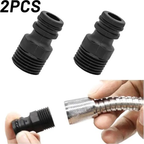 Lot de 2 adaptateurs de robinet filetés 1/2" BSP pour tuyau d'arrosage, raccords rapides pour système d'irrigation de jardin. (1/5)