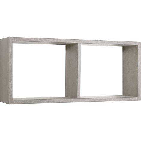 Mensola da parete scaffale 2 scomparti rovere grigio scuro salotto camera soggiorno moderno Morgana (1/4)