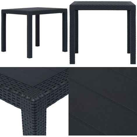 Tavolo da Giardino Antracite 79x79x72 cm Plastica Stile Rattan - Tavolo in plastica - Design rattan
